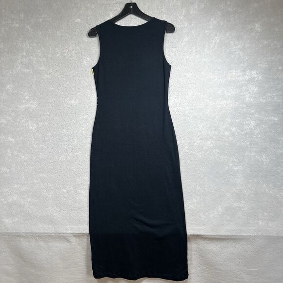 Vintage Kenzo Tank Shirt Dress Womens Medium Black Sleeveless Bodycon Fitted - Picture 8 of 10